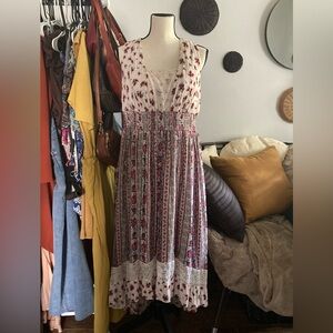Torrid Maxi Gauze Lace Inset Hi Low Dress Plus Sz 1